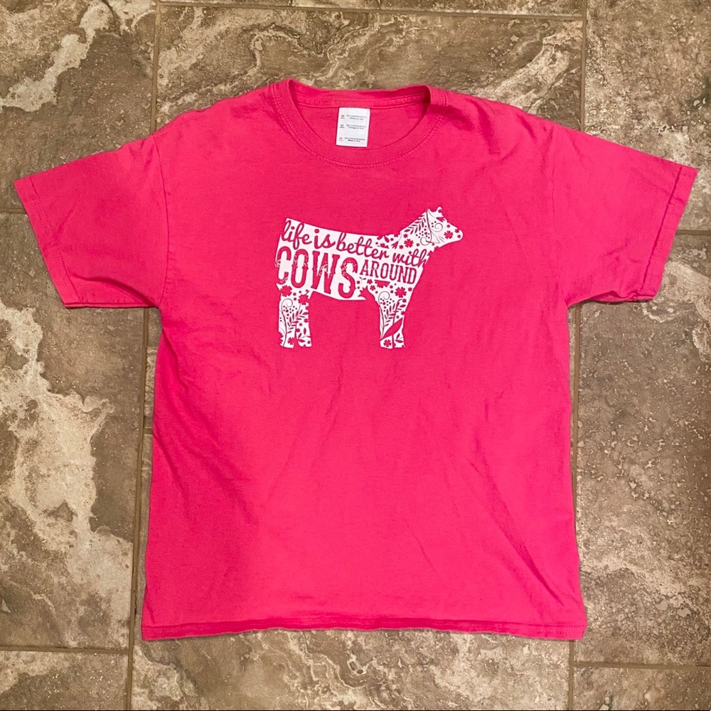 Ruby’s Rubbish girls size Medium pink heifer shirt